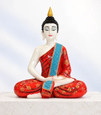 Styled product image of Red Shawl Seated Buddha