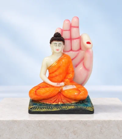 Styled product image of Orange Buddha with Blessing Hand