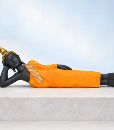 Styled product image of Reclining Buddha in Orange Robe