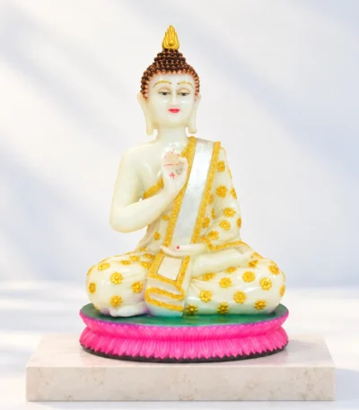 Styled product image of White Buddha with Golden Shawl