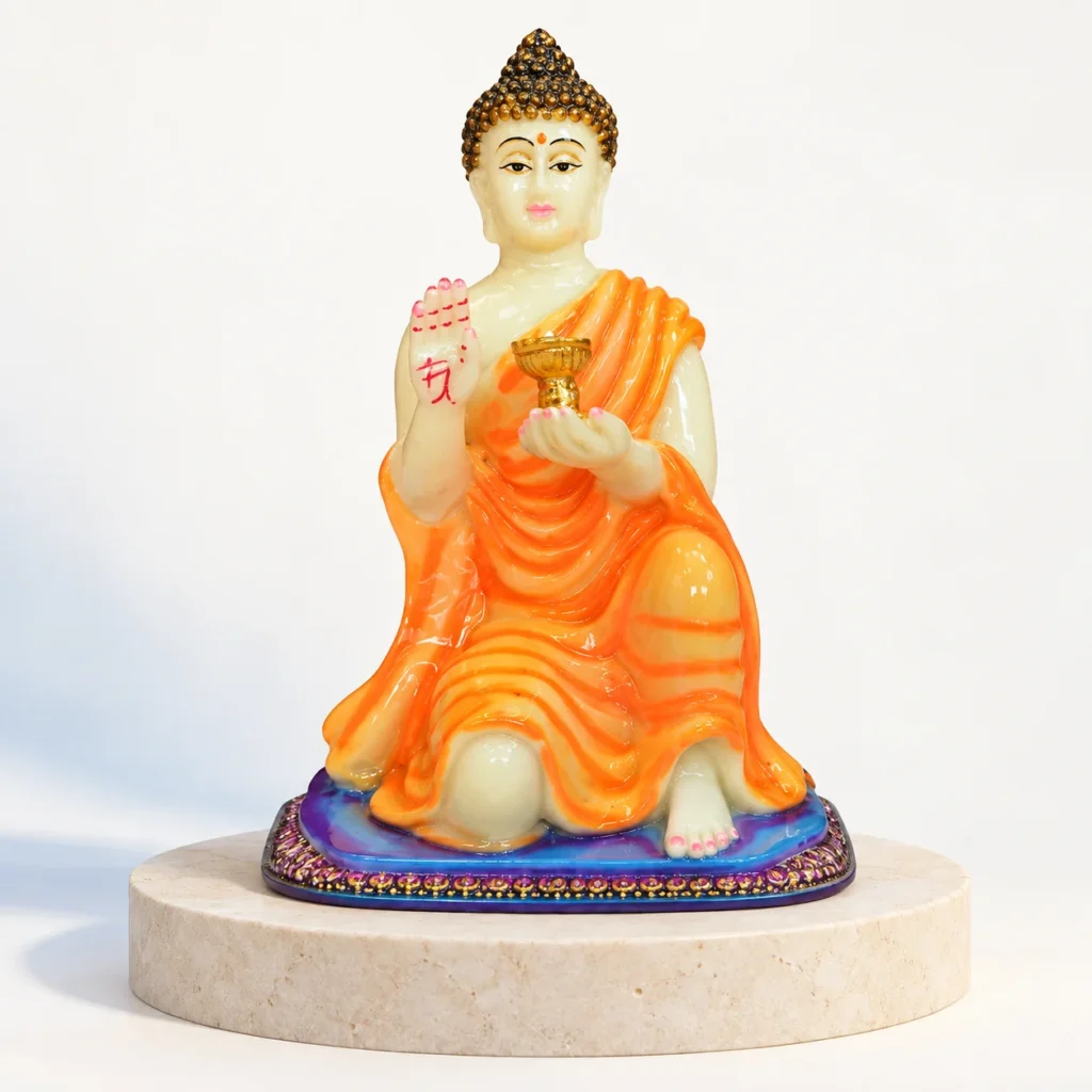 Styled product image of Orange Buddha Candle Holder