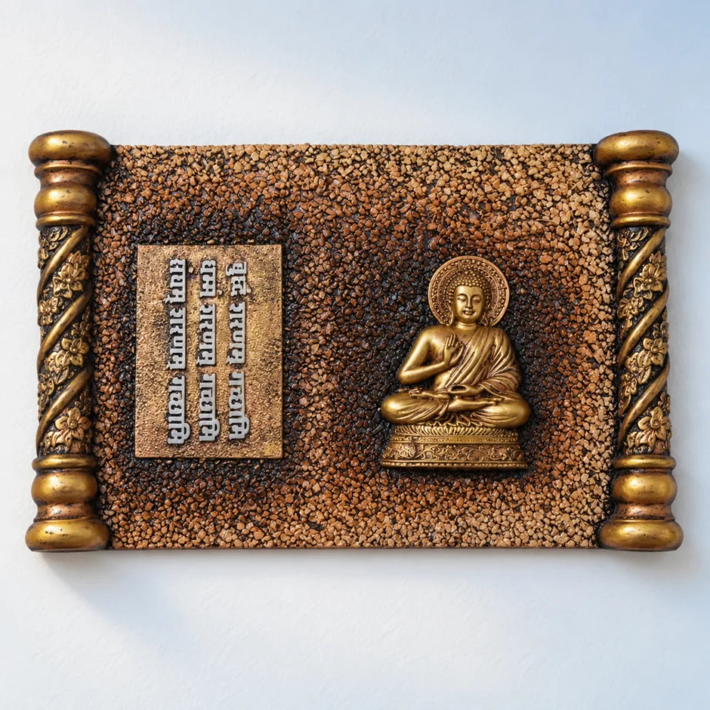 Styled product image of Golden Buddha Wall Plaque