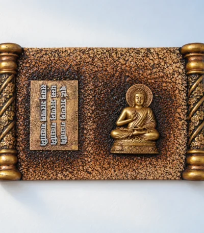 Styled product image of Golden Buddha Wall Plaque