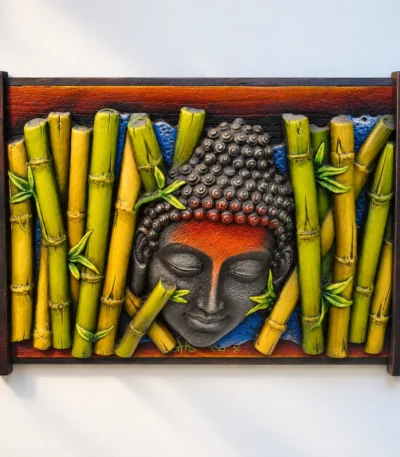 Styled product image of Bamboo Buddha Face Wall Art