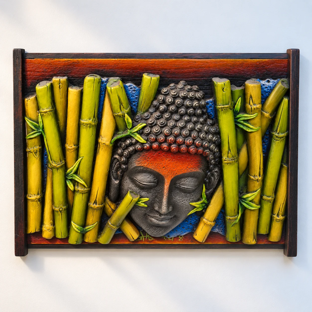Bamboo Buddha Face Wall Art — styled image Styled product image of Bamboo Buddha Face Wall Art