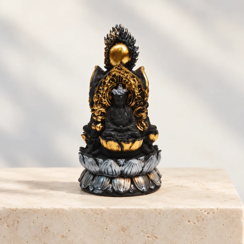 Styled product image of Three-Faced Buddha Statue