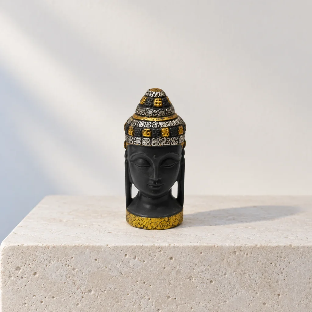 Styled product image of Black Buddha Miniature with Gold Details