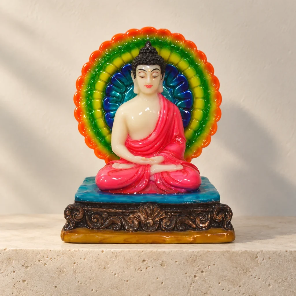 Styled product image of Orange Buddha with Floral Halo