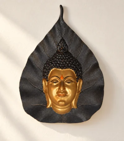 Styled product image of Buddha Face on Leaf Wall Accent