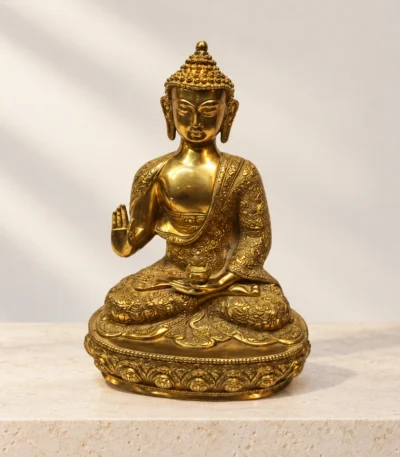 Styled product image of Brass Buddha with Shawl