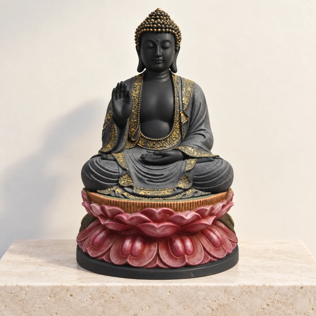 Styled product image of Black Buddha on Lotus