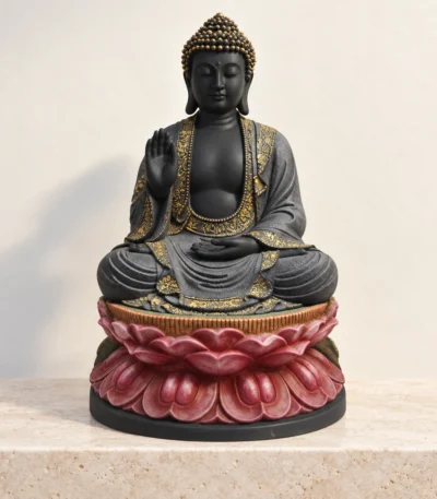 Styled product image of Black Buddha on Lotus